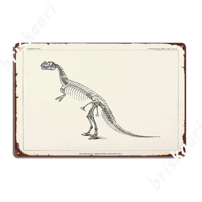 Винтажный принт динозавра цератозавр носорог металлический знак винтажный