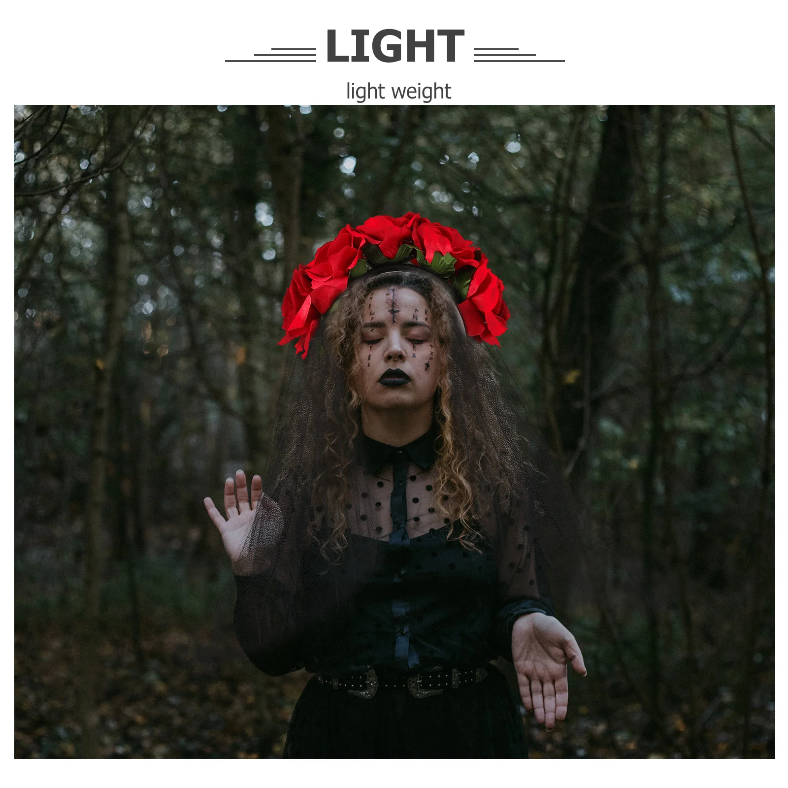 Черная вуаль невесты повязка на голову Хэллоуин с розой готическая одежда