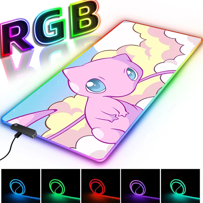 Pokemon Pc Accessories Backlit Mat Anime Mouse Pad With Rgb Gaming Computer Gamer Keyboard Mousepad Cheap Desk Large Mouse Pads