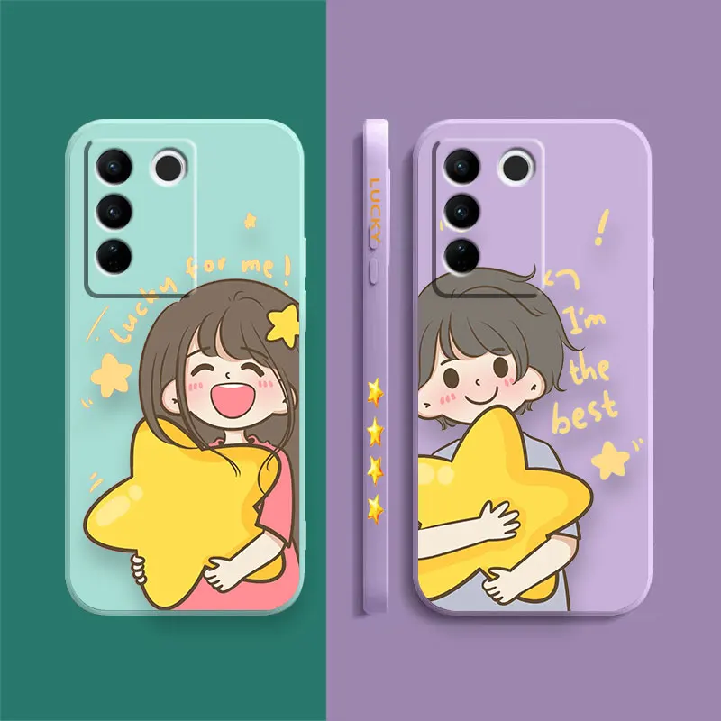 Case For VIVO S5 S6 S7 S9 S9E S10 S12 S15 S16 S16E V19 V20 V21 V23 V25 V27 PRO 5G Case Funda Stars Cartoon Couple Boys And Girls