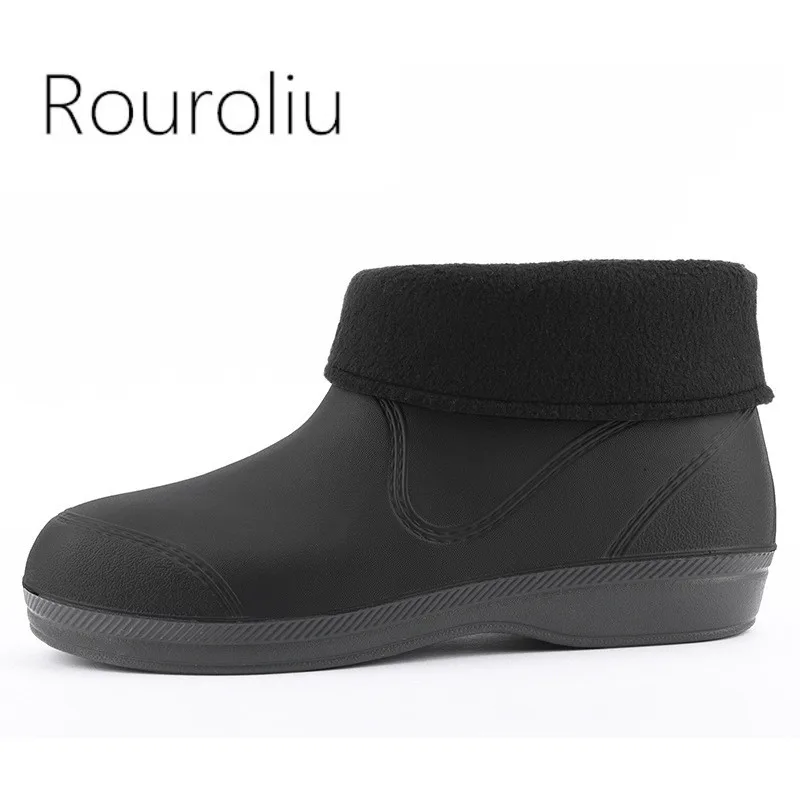 Women Non-slip Rain Shoes Female Safety Work Water Boots Waterproof Ankle Rain Boots Round Toe Warm Snow Boots