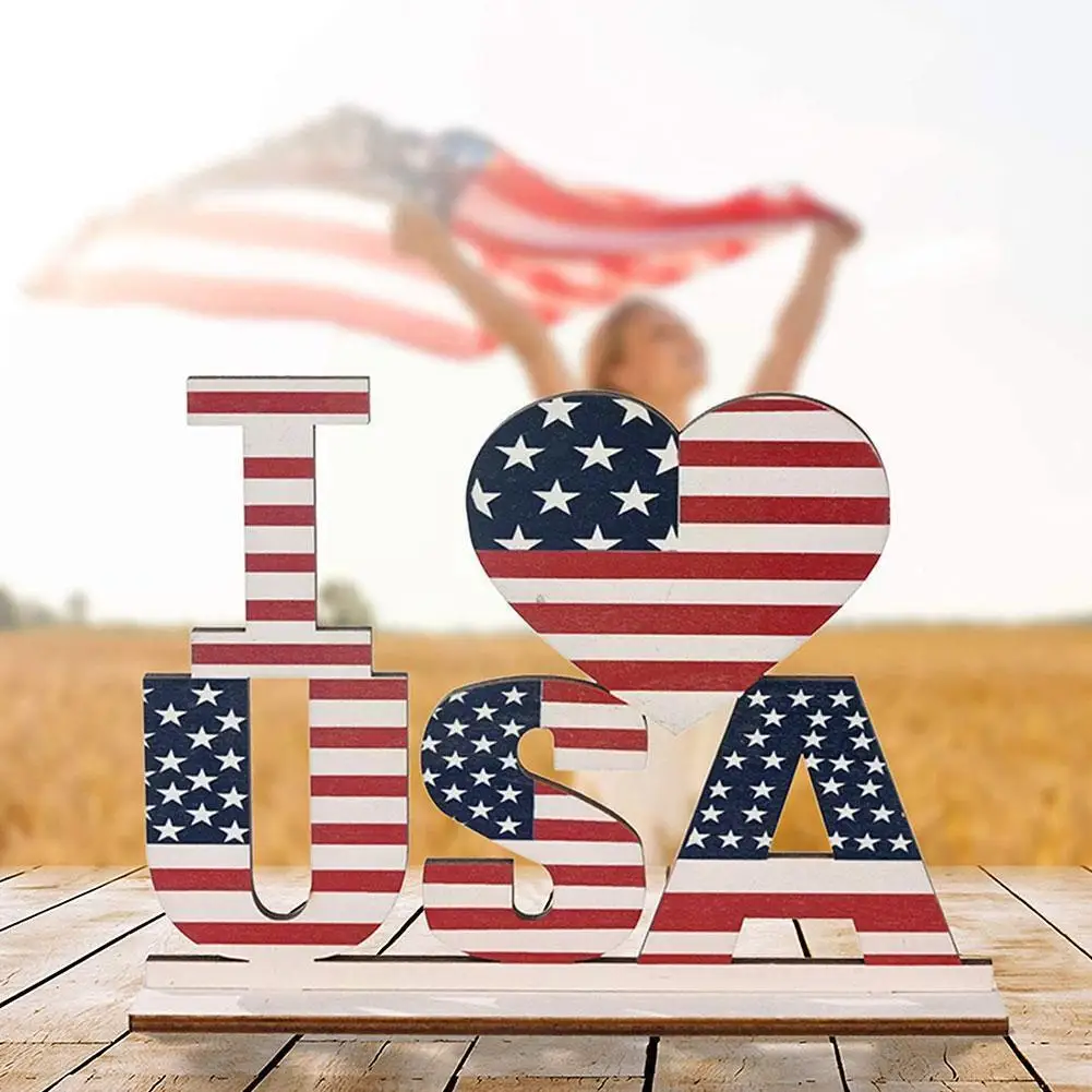 

Деревянное украшение с буквами, изящный праздничный портативный алфавит в стиле Дня независимости, настольное украшение для дома B9g4