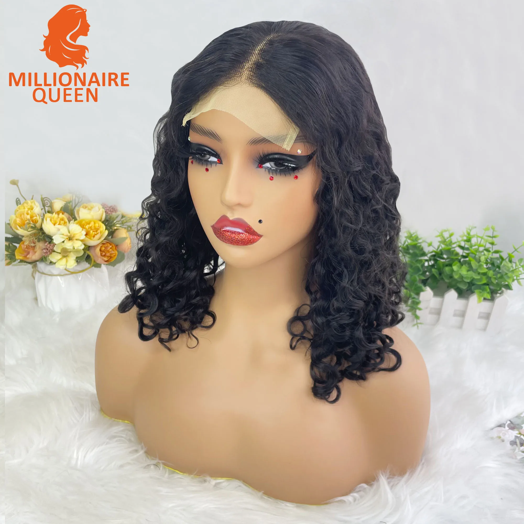 Надувные супер двойные волосы Vietname итальянская волна 4x4 боб парик с 100%