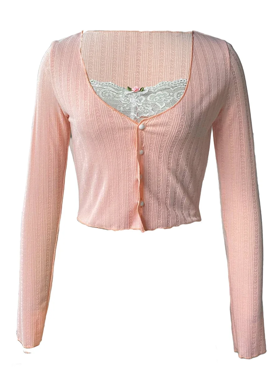 Женская винтажная кружевная футболка