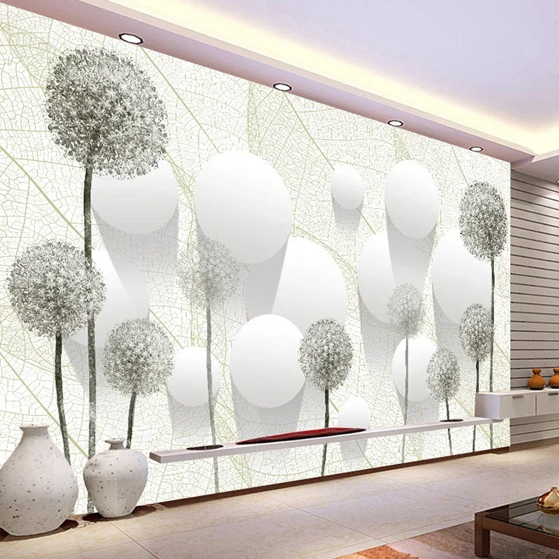 

Custom Photo Wall Paper 3D Stereoscopic Dandelion Flower Circle Ball Living Room TV Background Mural Wallpaper Modern Home Decor