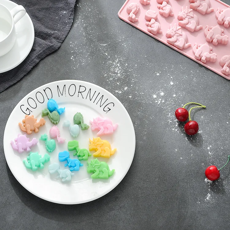 Силиконовая форма для шоколада в виде динозавра 15 полостей льда выпечки сделай