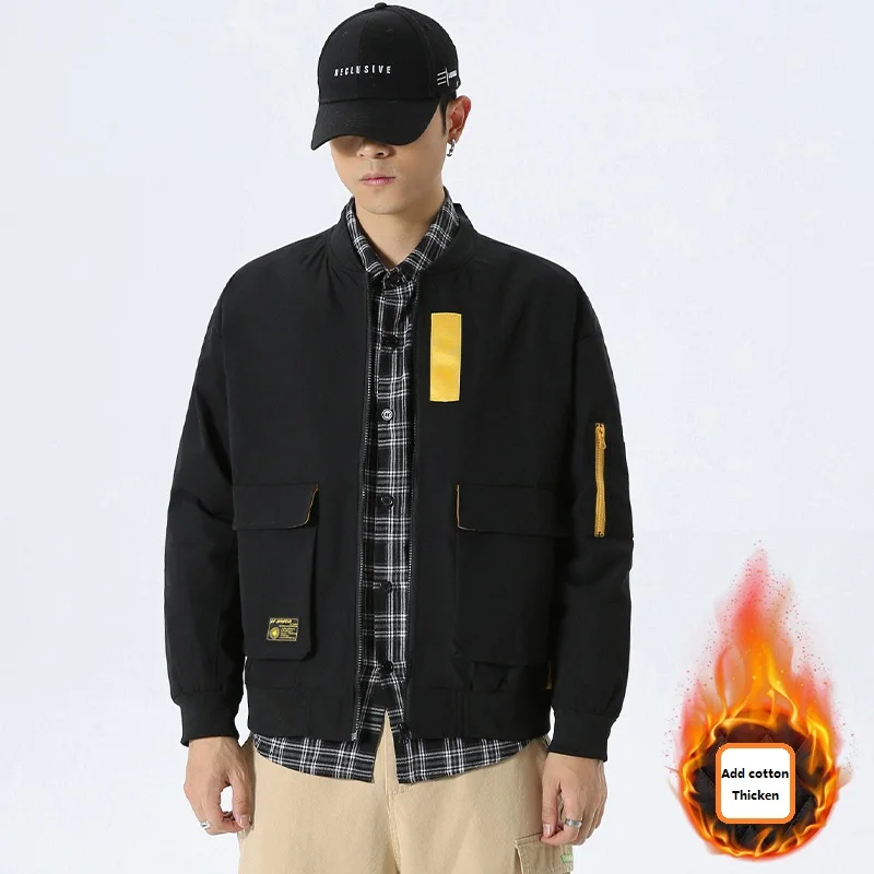 Harajuku Men's Clothing Men's Fashion Padded and Cotton Baseball Uniform Jacket Autumn and Winter Casual Workwear Jacket