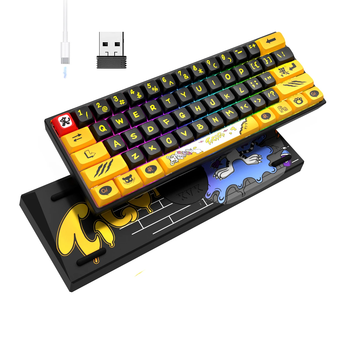 

Клавиатура Womier M61 M84 с тигровой раскладкой, 60% клавиатура Механическая Беспроводная ультра-компактная игровая клавиатура с RGB подсветкой для ПК геймера Gateron