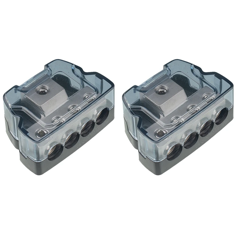 

2X Splitter Fuse Holder Protective 1X0GA In 4X4GA Out High Sensitivity Zinc Alloy Power Distribution Box Block Car Audio