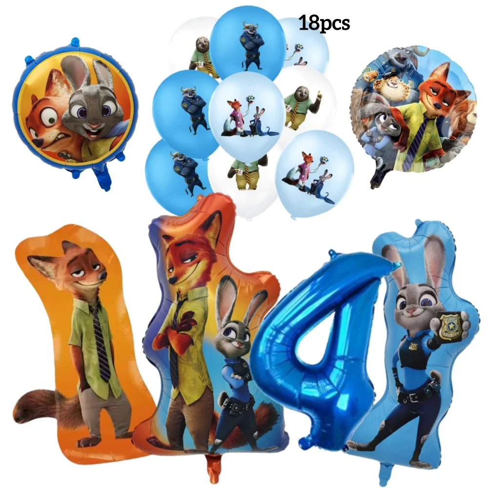 Фото 24 шт. Disney Zootopia 2 тематические воздушные шары аниме фильм ребенок Ник Джуди кролик украшение для дня рождения детский душ игрушка товары для вечеринок №3
