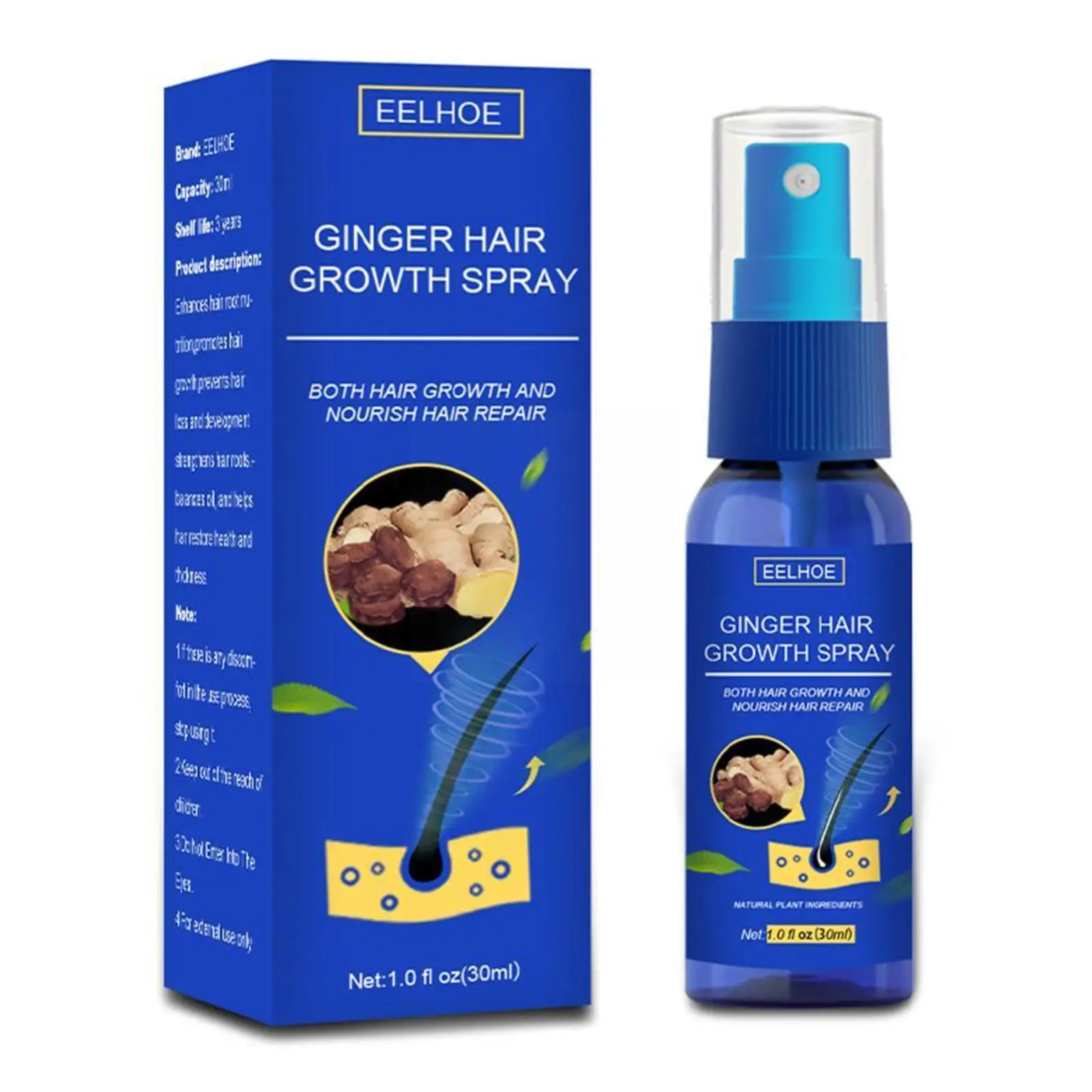 

Unisex Ginger Hair Growth Spray Scalp Massage Moisturizing Thick Hair Hair Care Nutrient Spray Beard Oil For Hair B3I1