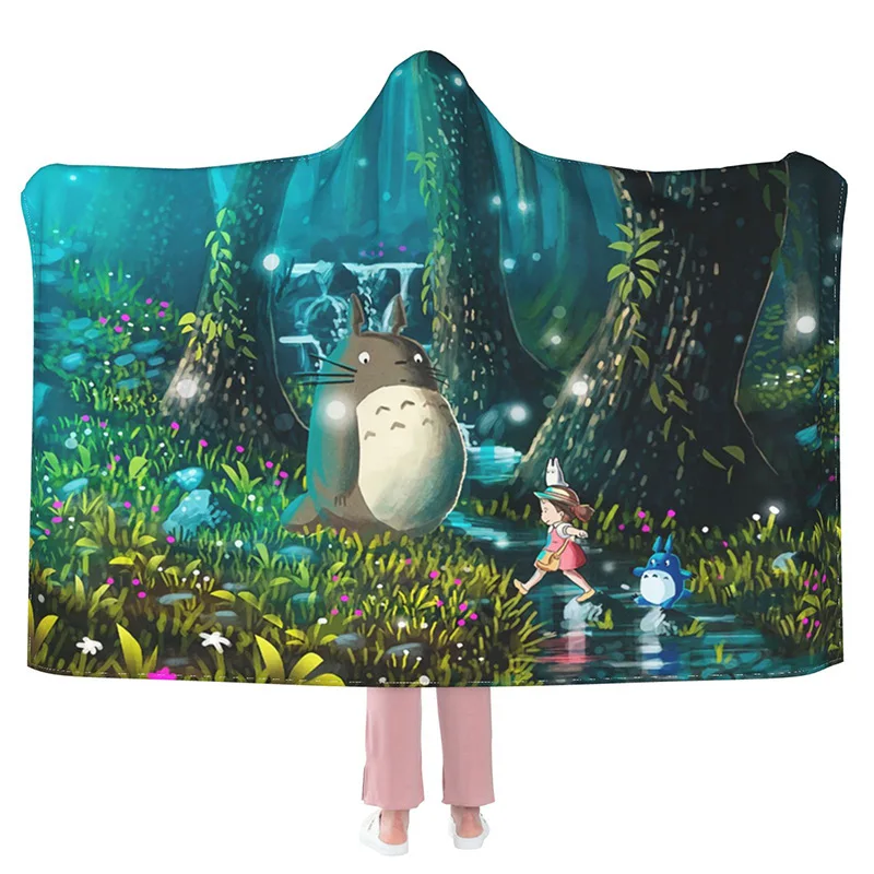 

Аниме одеяло Мой сосед Тоторо носимый плащ накидка с капюшоном ануа Чиби плюшевое Фланелевое аниме одеяло зимнее одеяло