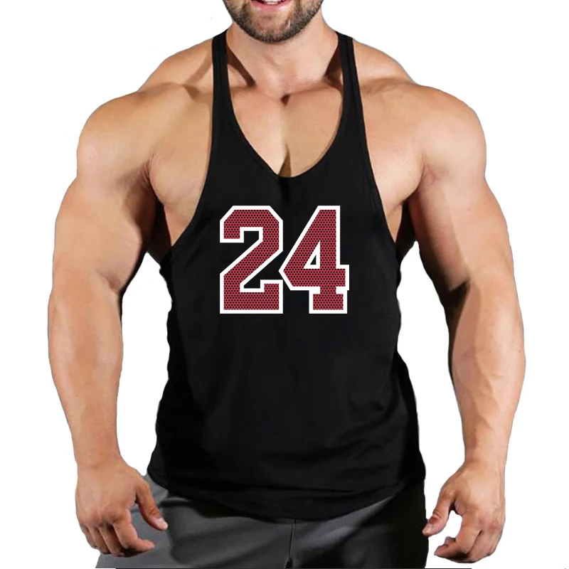 Sport Brand Vest Muscle Gym Mens Back Tank Top Sleeveless Stringer Clothing Bodybuilding Singlets Fitness Workout No.24 T Shirt