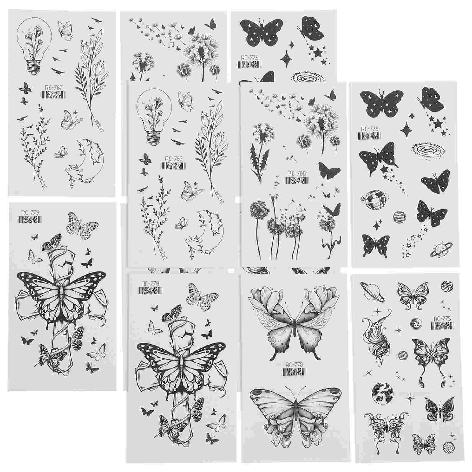 

Тату-наклейки с бабочками для взрослых, 12 листов