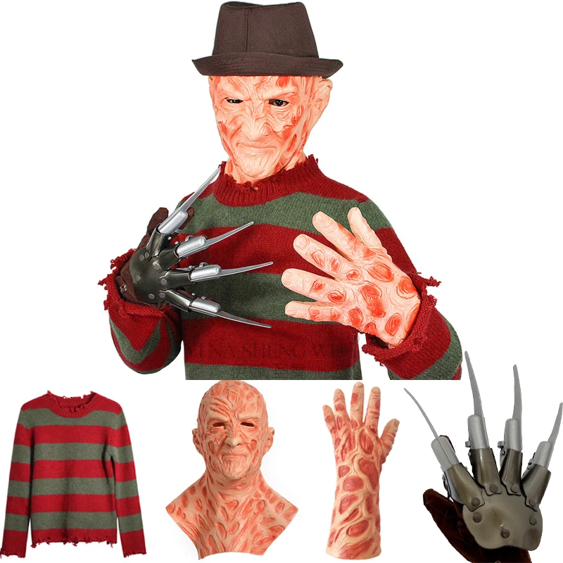

Horrific Cosplay Sweater Dresses Red Green Striped Outfits One-piece Dress Halloween Cosplay Costumes for Men Women Props Gift