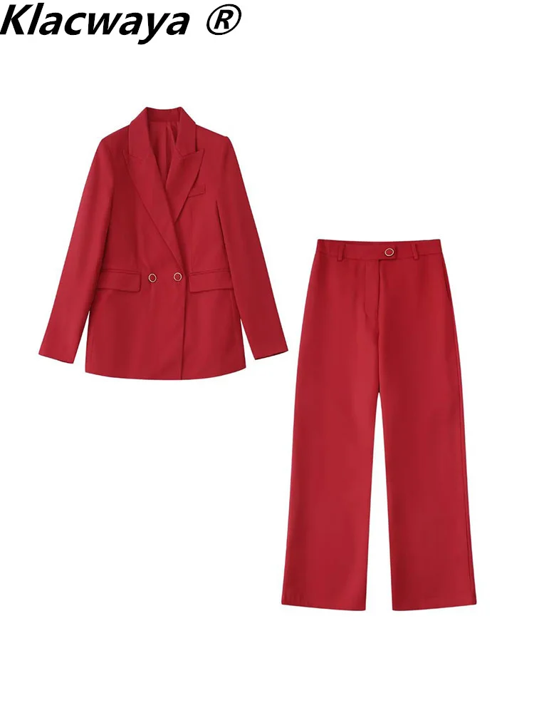 

Klacwaya Blazer Set Woman 2 Pieces Women Suit Blazers And Pants Two-Piece Ladies Elegant Suit Pants And Jacket Female Suits