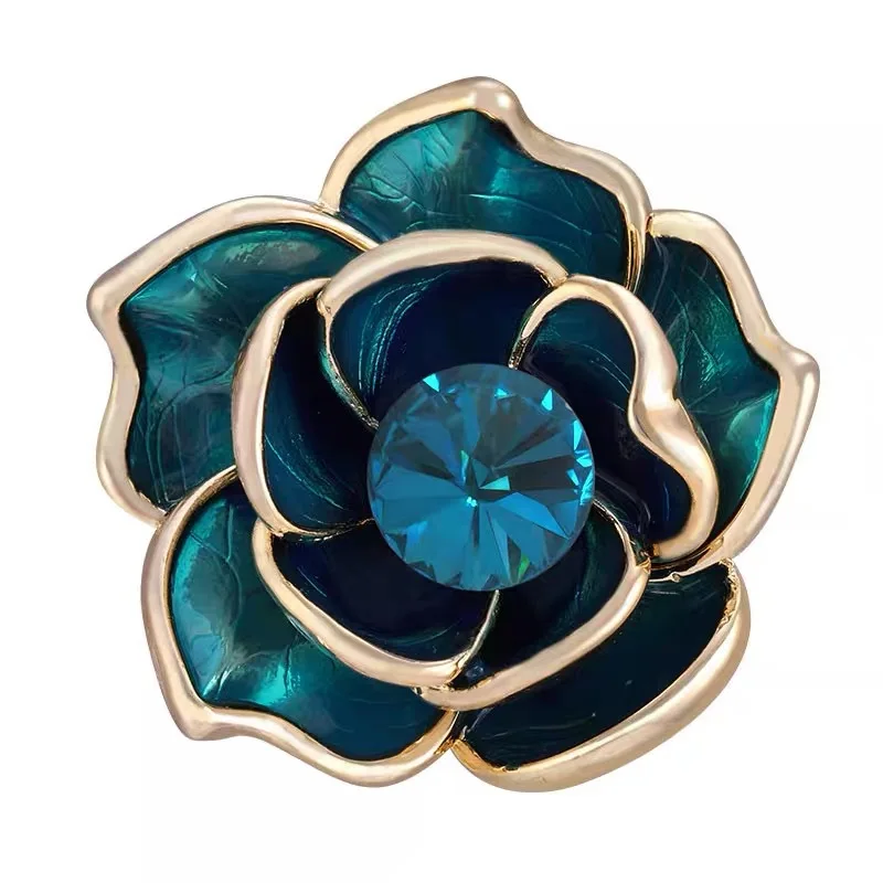 

Newly Designed Blue Camellia Cc Luxury Brooch Pins For Women Girl Dressing Decoration Flower Brooches Fashion Jewelry Trendy