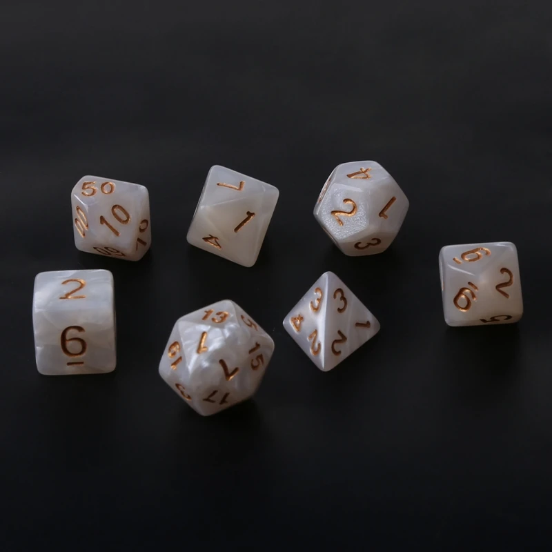 7 черносторонних кубиков D4 D6 D8 D10 D12 D20 набор ролевых поли-игр