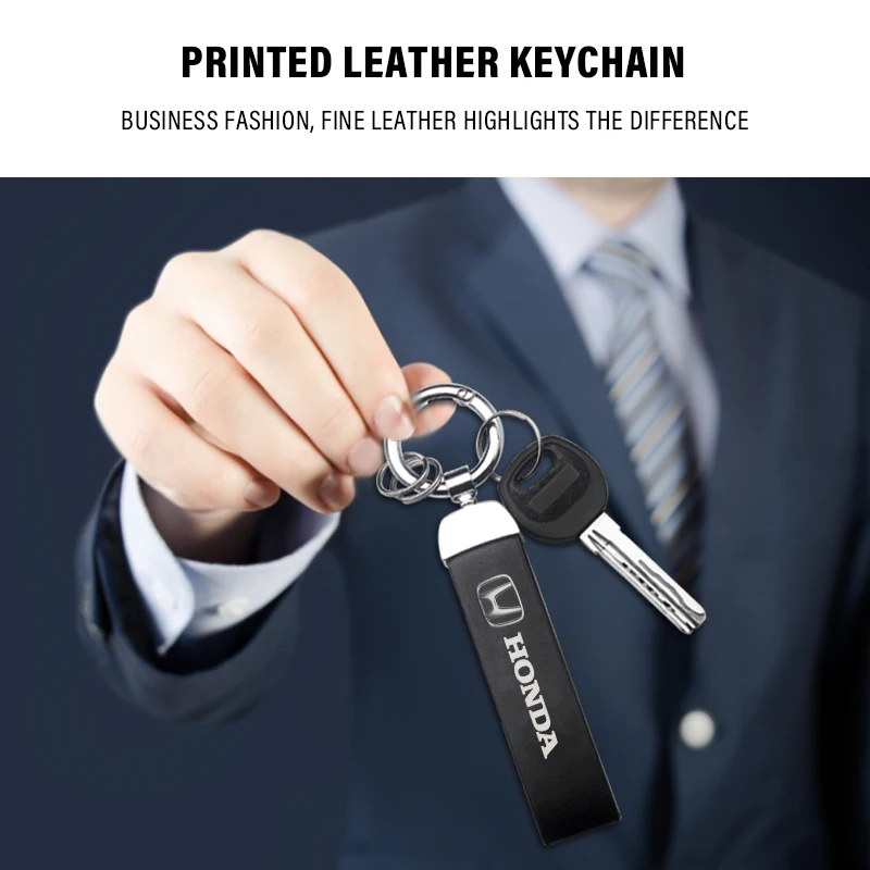 

Leather Keychain Lanyard Rope Chain Car Keyring Holder DIY Cloth Bag Pendant gift For Honda Mugen Power Civic Accords CRV Hrv Fi