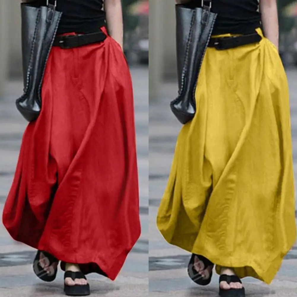 

Long Skirt Summer Maxi Skirt Female Comfy Popular Simple Pure Color Skirt