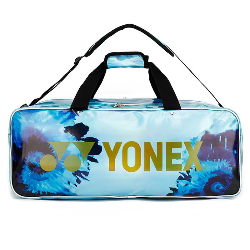 Original YONEX 2023 PVC Graffiti Sliver Laser Tennis Bag Waterproof Racket Backpack For 10 Badminton Raquet With Compartment