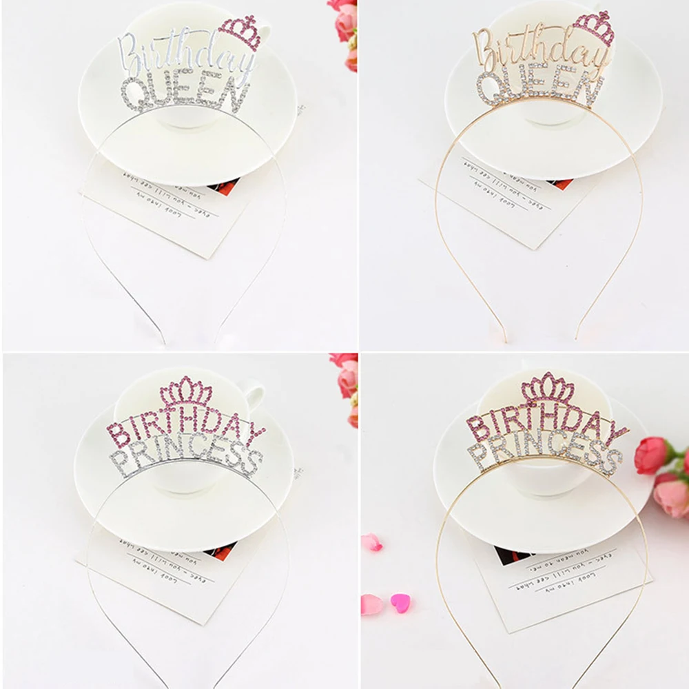 

Birthday Girl Hair Accessories Princess Queen Crown Diamond Inlaid Headband Princess Tiara Shooting Prop Party Hair Accessories