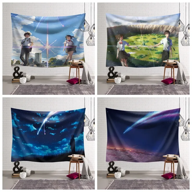 

Japan Anime Your Name Wall tapestry beach towel large 200*150cm Cartoon mandala Wall hanging tapestry wall art yoga throw