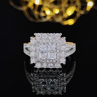 2022 new luxury square silver color designer engagement ring for women lady anniversary gift jewelry wholesale r5474