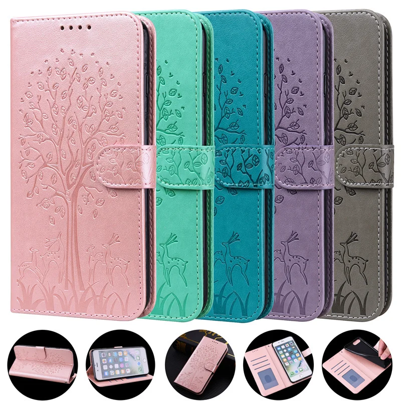 

A14 A 14 4G SM-A145M Case For Samsung Galaxy Samsung Galaxy A14 A34 A54 5G Cover Embossed Deer Tree Flip Magnet Leather Etui