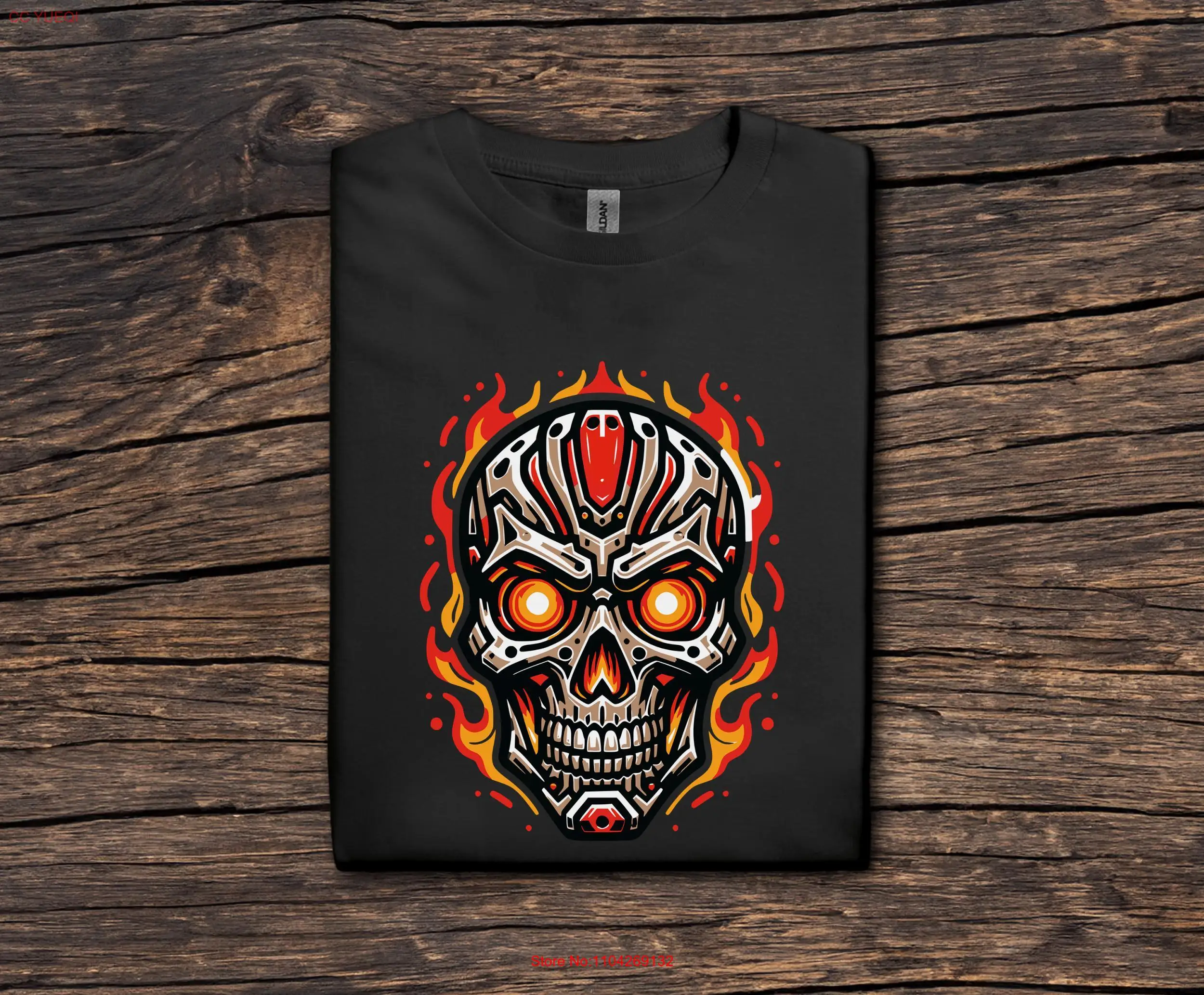 Футболка Fierce Titan Skeleton Skull жуткий огненный дизайн яркое красное и желтое пламя