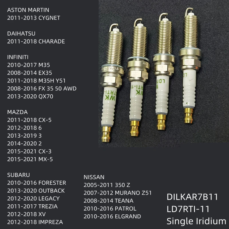 

DILKAR7B11 0 242 129 522 Car Engine Ignition Iridium Alloy Spark Plug For SUBARU XV IMPREZA NISSAN 350 Z MURANO Z51 TEANA PATROL