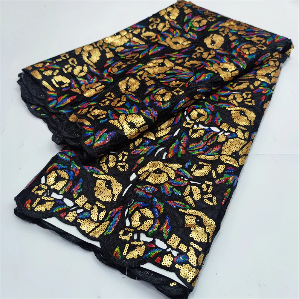 

Новинка 2022, ткань высокого качества с блестками и вышивкой, шитье из искусственного гипюра, 5 ярдов