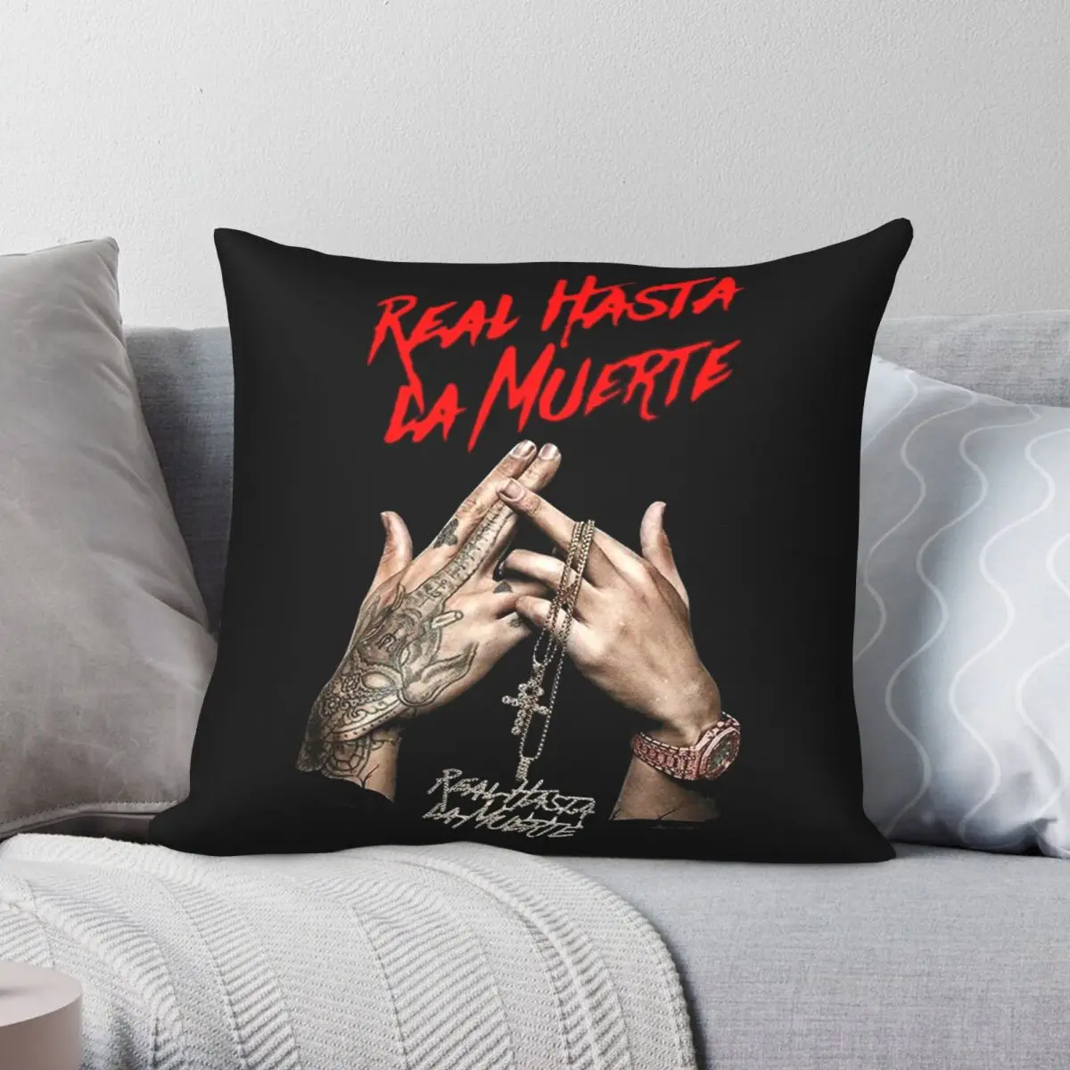 

Anuel AA Real Hasta La Muerte Pillowcase Polyester Linen Printed Decor Throw Pillow Case Room Cushion Cover Wholesale 18"