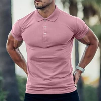 mens polo shirts summer new solid color simple casual slim short sleeve lapel polo shirts