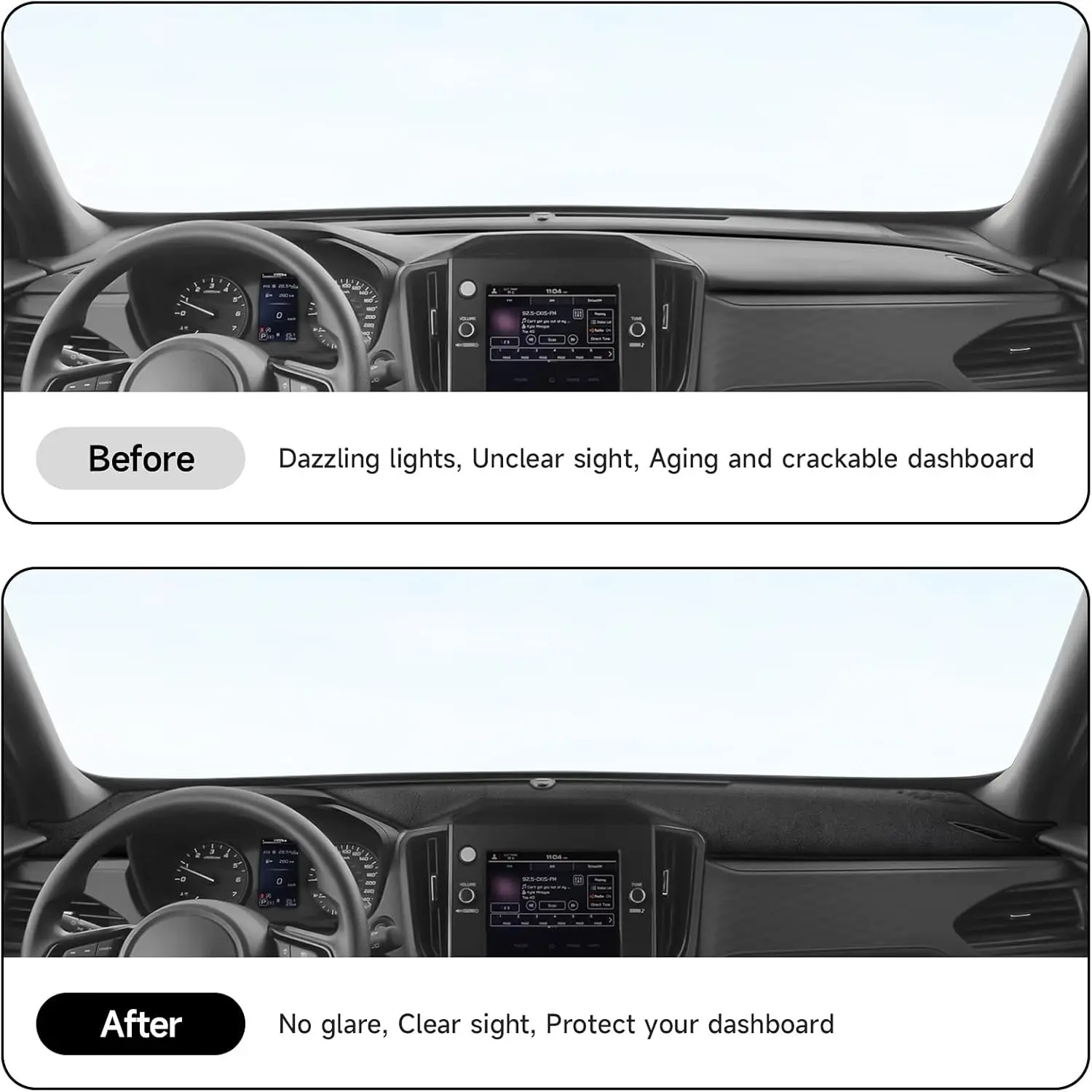 Фото Коврик для приборной панели Subaru 2025 2026, аксессуары Forester, черный фланелевой материал, противоскользящий коврик для приборной панели, солнцезащитный козырек, блики, УФ №3