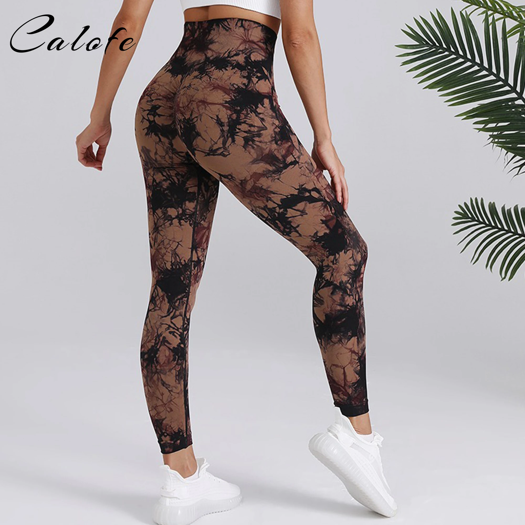 

Seamless Tie Dye Gym Pants High Waist Tummy Control Push Up Yoga Spandex Tights Elastic Sports Leggings For Women 2023 New