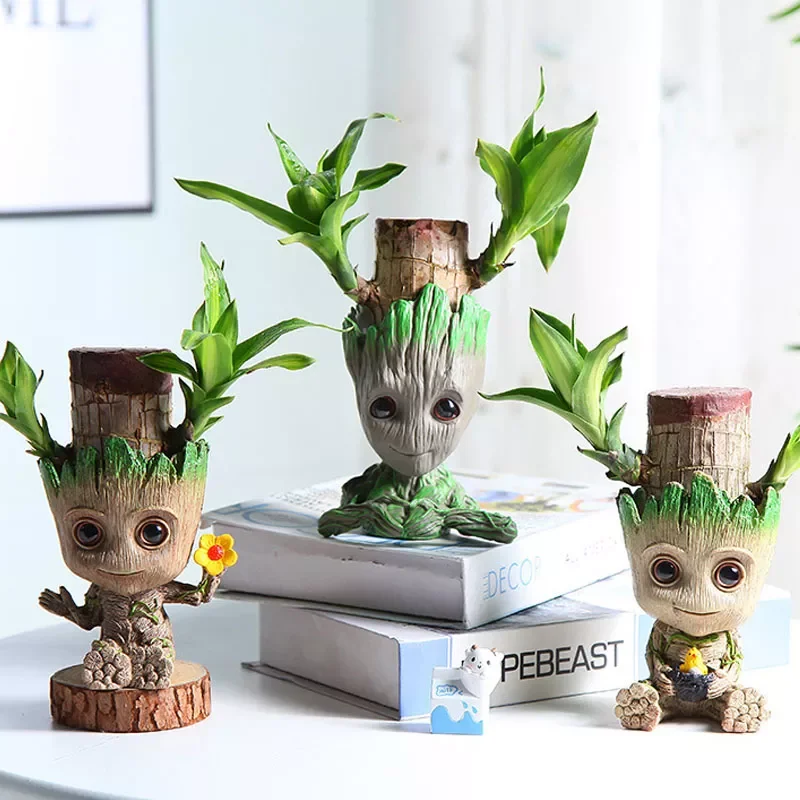 

New Desktop Accessories Pen Holder Stationery Organizer Home Office Storage Home Garden Flowerpot Green Planter Groot Hero Model
