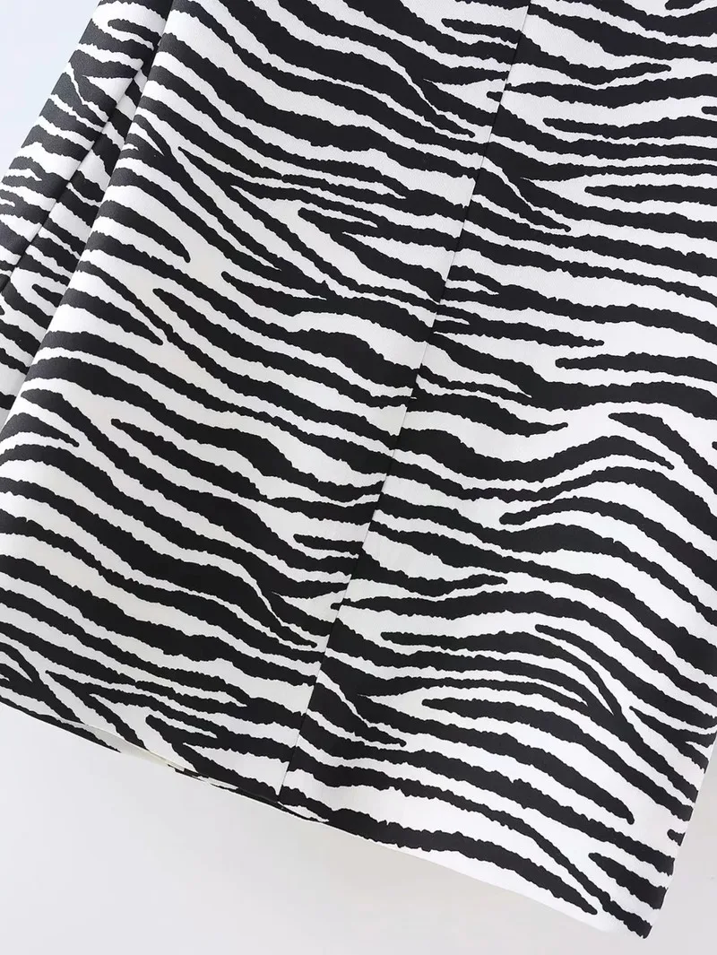 Korean Fashion Zebra-Stripe Blazer Suit Women Contrast Striped Mid Length Office Blazer 2021 Single Button Casual Commute Coats