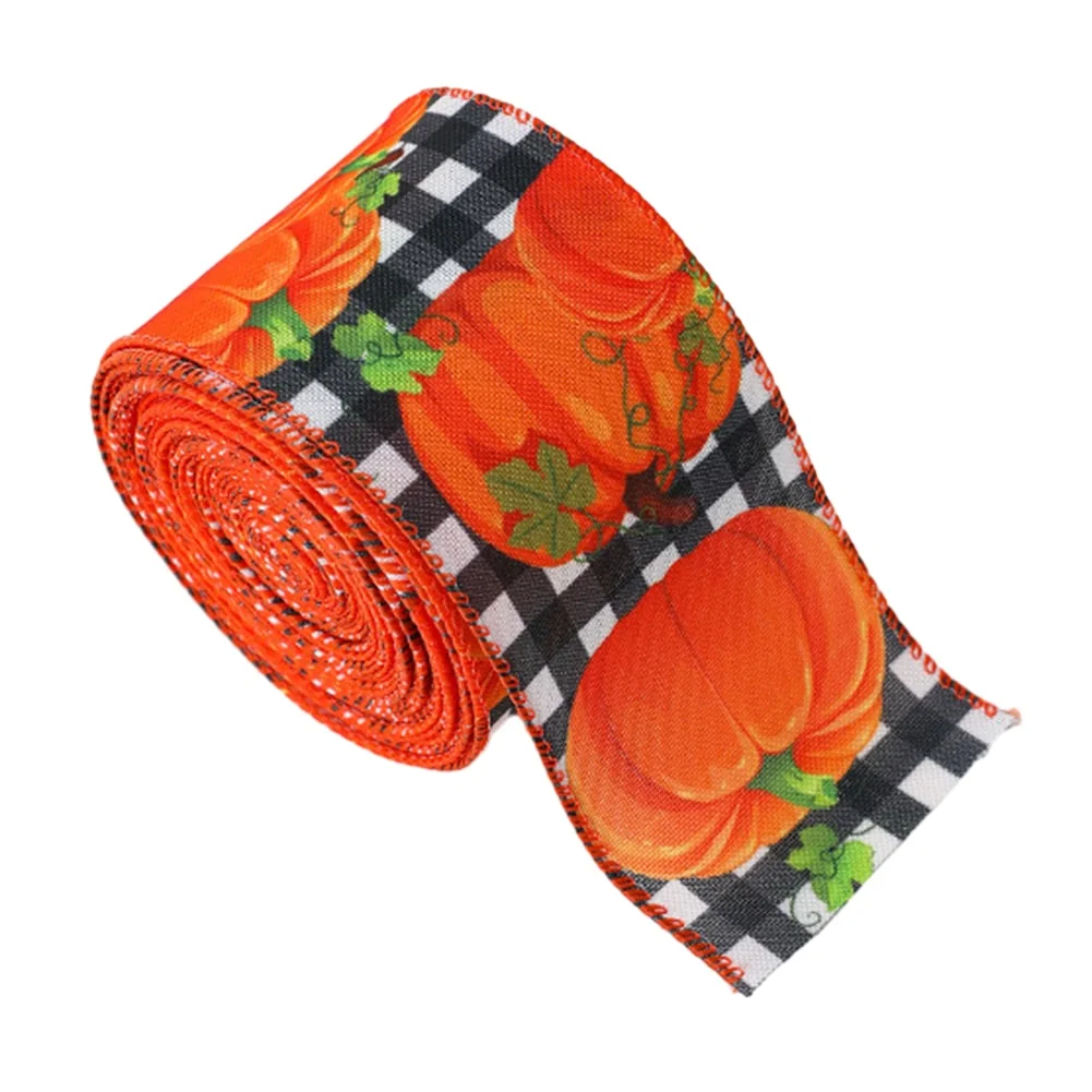 

5PCS 2M Thanksgiving Pumpkin Ribbon DIY Thanksgiving Harvest Day Printed Ribbon For Present Wrapping Bow Garland DIY Party Decor
