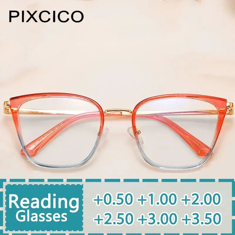 

R56694 New Spring Hinge Reading Glasses+1.00 +2.00 +3.00 Men Fashion Two Color Splicing Presbyopic Eyewear Prescription Glasses