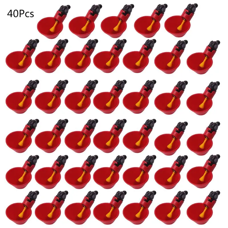 

40 Pcs Automatic Poultry Water Drinker Chicken Hen Bird Plastic Drinking Cups Farm Livestock Feeding Bowl