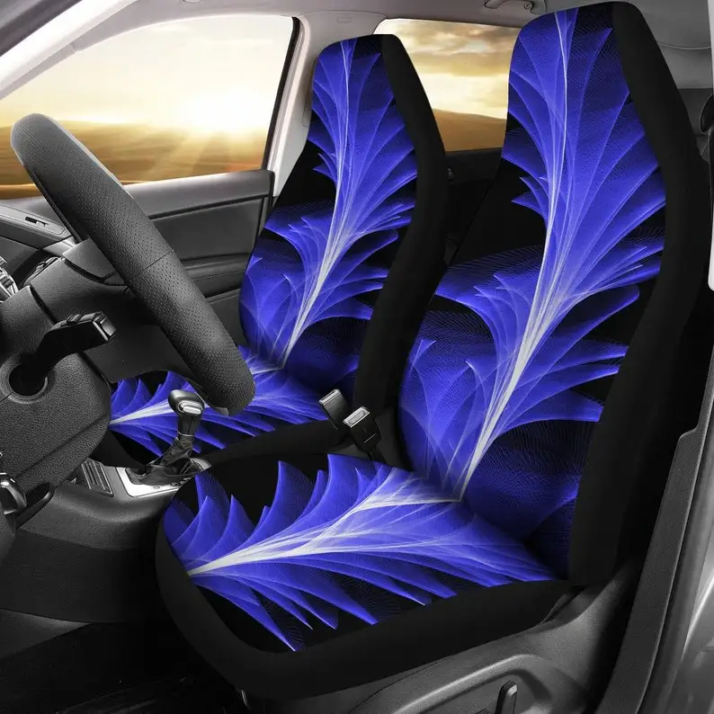 

Electric Blue Feather Car Seat Covers - Set of 2 | Universal Fit Seat Protectors For SUV and Car Bucket Seats