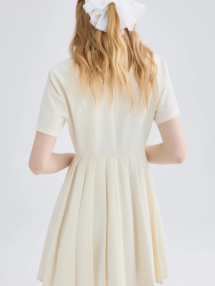 Женское платье-рубашка с коротким рукавом элегантное Плиссированное