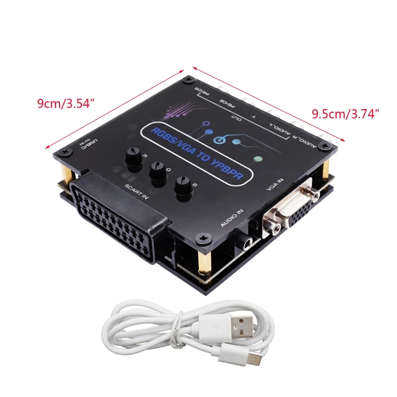 Mini RGBS VGA SCART до YPBPR Композитный видео аудио конвертер адаптер 480i 480p 576i 576p 720p 1080i 1080p