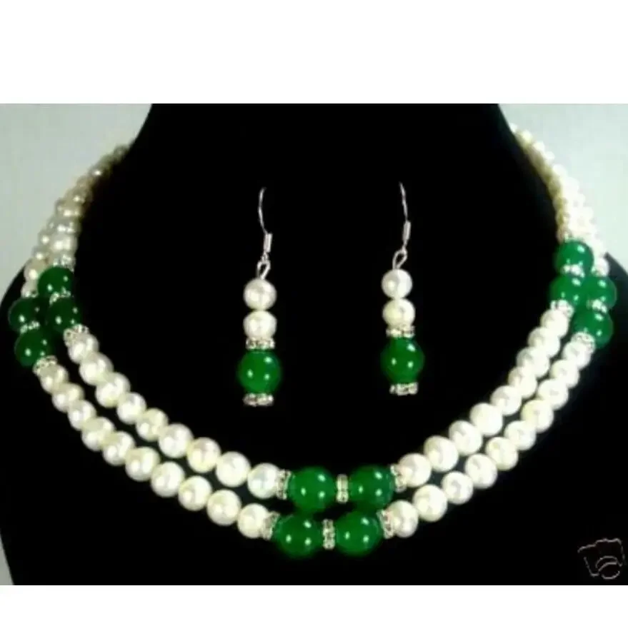 Новый стиль горячая распродажа * 2 цвета - ряда 7-8 мм белый жемчуг и зеленый/красный