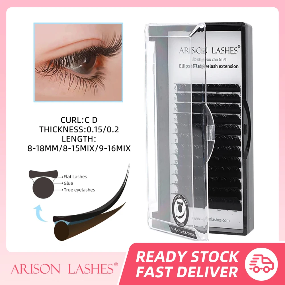 

Fast Shipping Ellipse Lashes Flat Eyelash Extensions Split Tips Volume Fans Eye Lash Soft Nature False Lash For Wholesale OEM
