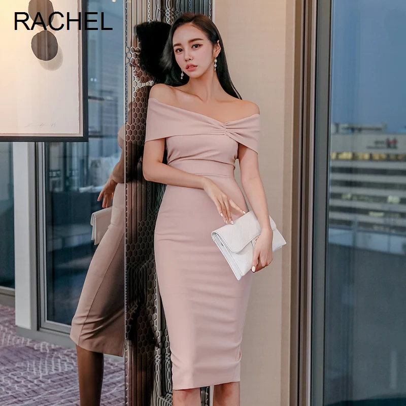 

Платье с открытыми плечами, весна 2021, женская одежда, пикантное облегающее элегантное легкое платье средней длины с открытой спиной, Rac