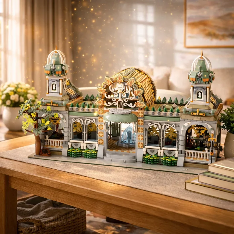 Фото 4632 детали MOC Эльфийская железнодорожная станция 10316 Ривенделл Модульная модель уличного пейзажа Строительные блоки Конструктор Рождественские подарки Игрушечные кирпичики №2