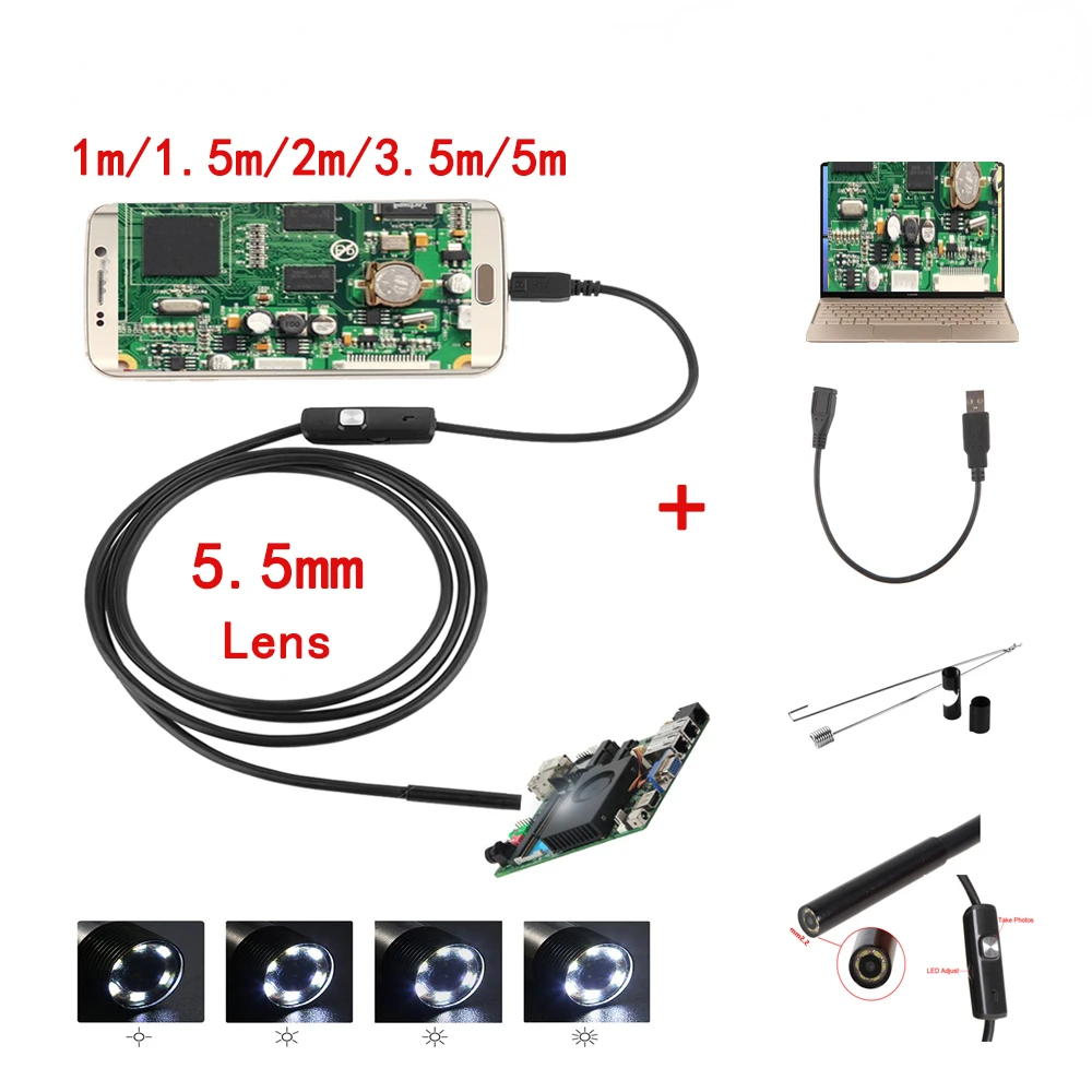 

Эндоскопическая камера HD, USB, 6 светодиодов, 1/1, 5/2/3, 5/5 м