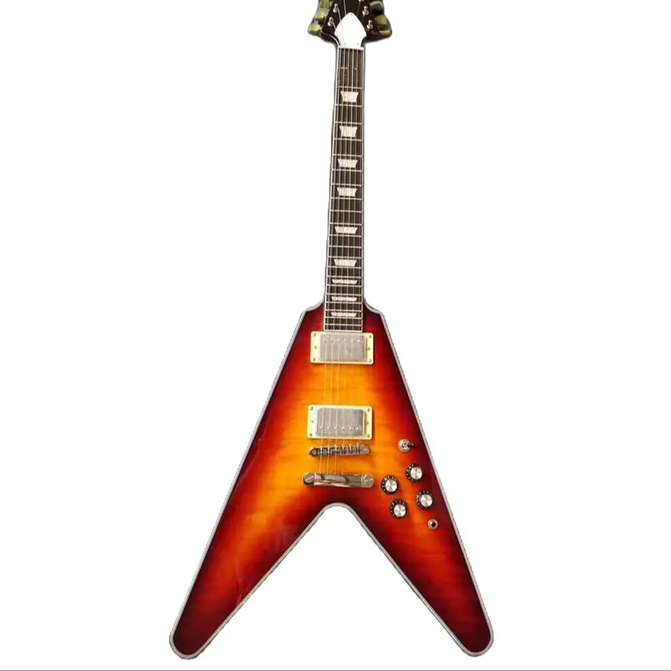 

Factory New Electric Guitar Body Fingerboard Flying V Red Tiger Pattern